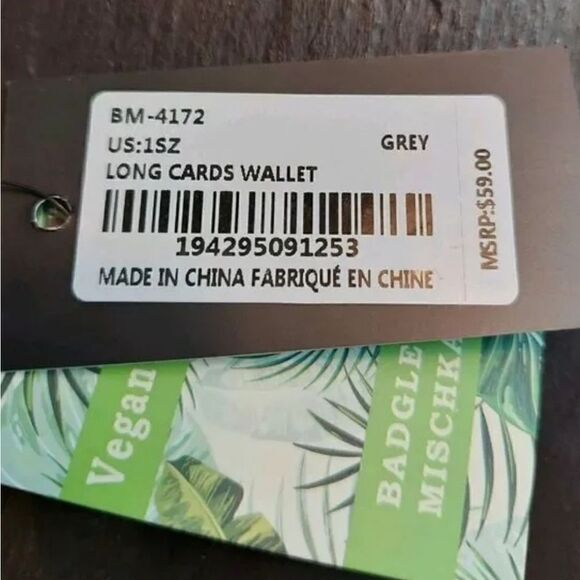 NWT BADGLEY MISCHKA Quilted Long Card Wallet Grey - Picture 6 of 6